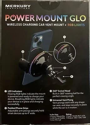 MERKURY INNOVATIONS Wireless & Fast Charging Power Mount W/360 Swivel Head- NIB • $19.07