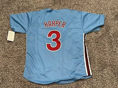 NWT Men’s Mitchell & Ness Bryce Harper Phillies Cooperstown Collection Blue Med • $99.99