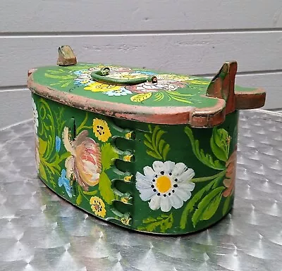 Antique Norwegian Rosemaled Tine Box • $175