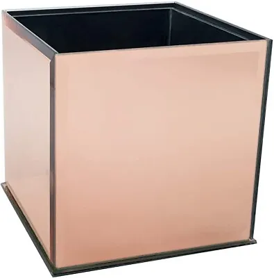 5” Rose Gold Flower Glass Vase Decorative Centerpiece Home Wedding Cube Mirror • £24.10