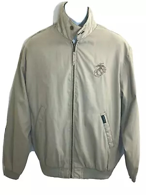 Weatherproof Men's Lined Full Zip Taupe Jacket Size Large With USMC Emblem • $24.95