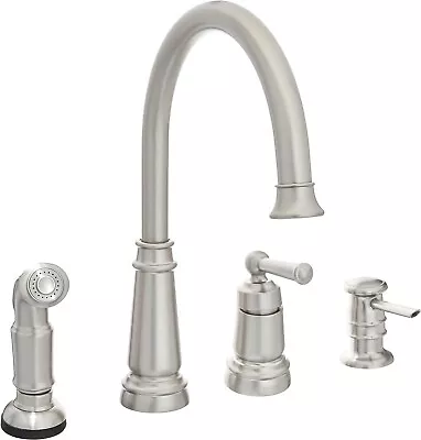 Moen Edison 87042srs Spot Resist Stainless 4 Hole Faucet Brand New In The Box • $79.95