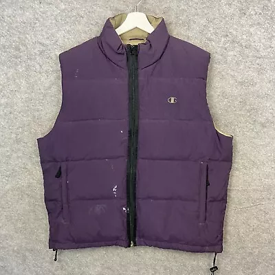 Champion Gilet Mens Extra Large Purple Down Fill Insulated Bodywarmer Vest Top • £14.99