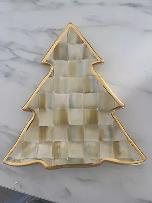 Mackenzie Childs Parchment Check Ceramic Christmas Tree Plate • $225