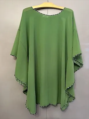£0.99 • Buy Jovie Sheer Green Kaftan Poncho Top - One Size