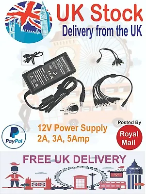 AC/DC 12V 5A/3A/2A  POWER Supply ADAPTER  For LED Strip CCTV • £9.99