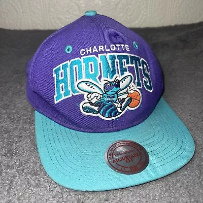 Charlotte Hornets Mitchell & Ness Blue Snapback Baseball Cap One Size Fits All • £23.99