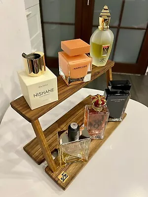 Walnut Wood Stand For Fragrances On 2 Tier For Great Parfume Collection Display • $69.50