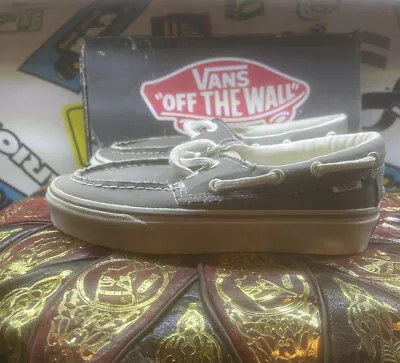 Vintage Vans Zapato Del Barco  Pewter/true White Boat Casual Canvas  Sneakers • $54.99