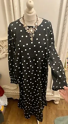£9.99 • Buy Wednesdays Girl Maternity Bnwt Black And White Spotty Polka Dot Maxi Dress 18