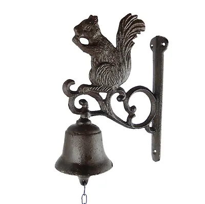 Squirrel Dinner Bell Cast Iron Wall Mounted Antique Style Scrolls Rustic Finish  • $34.95