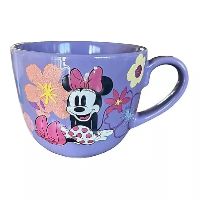 Disney Store Minnie Mouse Purple Floral Large Coffee Mug Cup • $14.99