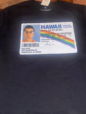 Superbad McLovin Hawaii Driver’s License Black Medium Shirt 19”x 28” • $12