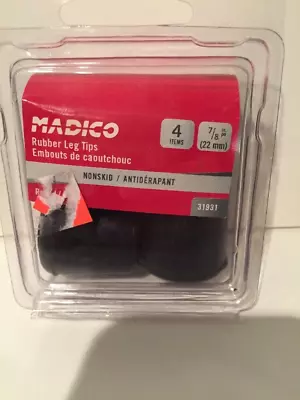 Madico Rubber Leg Tips 4 Pack 7/8  Black NEW • $7.99