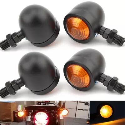 4X Motorcycle Black Metal Bullet Turn Signal Amber Blinker Indicator Light Lamp • $15.93