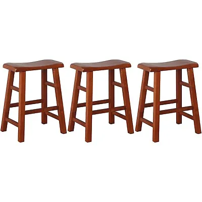 EHemco Heavy-Duty Hardwood Saddle Seat Barstools24 InchesSet Of 3(Collectible) • $89.99