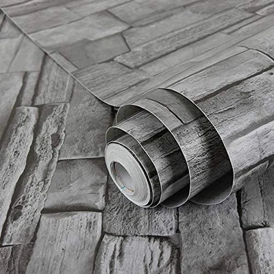 $9.41 • Buy Rock Wallpaper 3D Stone Peel Brick Self Adhesive Removable Vinyl Roll PVC Gray