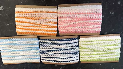 Cotton Lace Trim Bundle Of 3 Meters  10mm 5 Colours Craft Clothes Wedding • £2.49