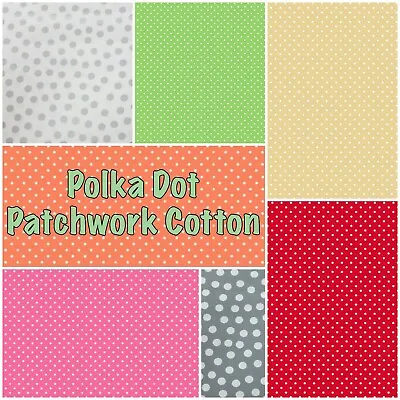 £3.20 • Buy Polka Dot Spot Dotty Spotty Patterned 100% Cotton Patchwork Craft Fabric 