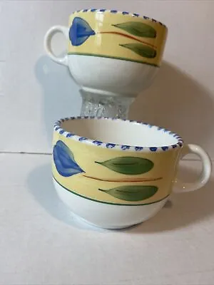 Mediterranean MAXAM ITALY Large Cup Coffee Excellent Condition Set Of 2 • $16.90