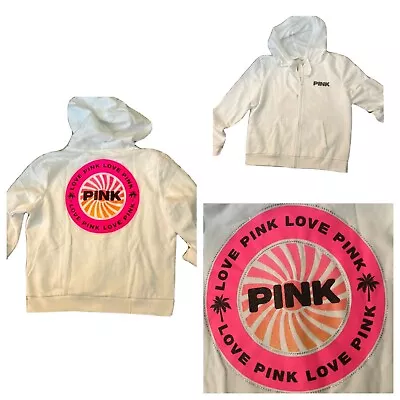 Vs Victorias Secret Pink Perfect Full Zip Hoodie Sweater Jacket Top Tropical S • $74.99