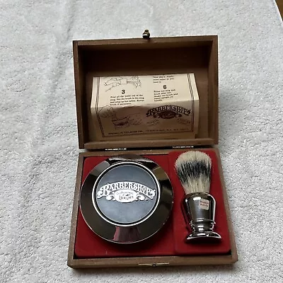 Vtg Barbershop Shaving Bar Soap Jar & Brush Set NIB Franklin Toiletry Co Prop • $18