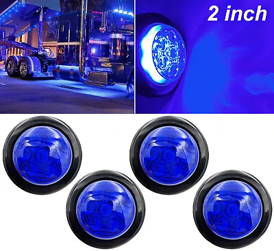 4x 2  Inch Blue Round LED Light Clearance Side Marker Lights Truck Trailer 12V • $14.99
