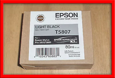 Label Damage 05-2014 Genuine Epson Pro 3800 3880 Light Black Ink T5807 T580700 • $64.89