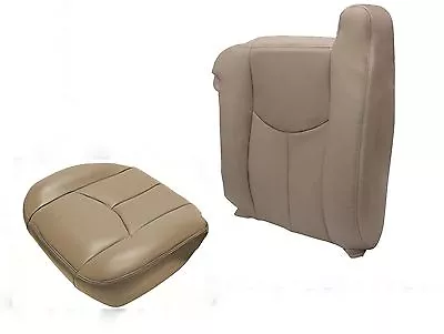 2003-2006 Chevy Silverado Driver Top Lean Back & Bottom Leather Seat Neutral Tan • $250.80