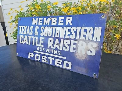 Enamel Sign Cattle Raisers Ass Inc Posted 51/26cm Vintage Collectible • $148.25