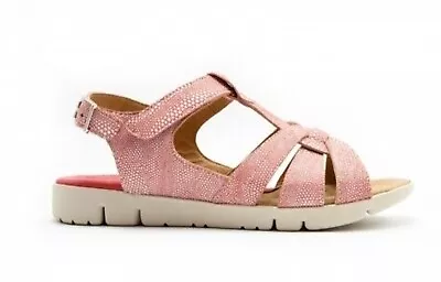 BNIB PADDERS UK 5 EE Petal Sandals. Pink Printed Leather Wide Fit EU 38 • £34.95