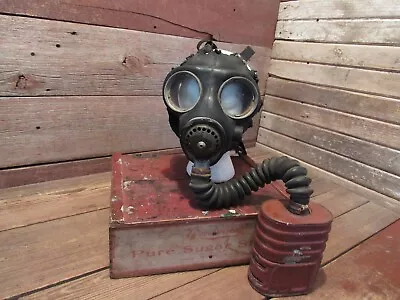 Vintage 1942 Gas Mask With Filter Military Field Gear Chemical Biological • $149.99