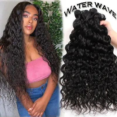 THICK Water Wave 3Bundles Brazilian Virgin Human Hair Wefts Extensions 26 28Inch • £19.12