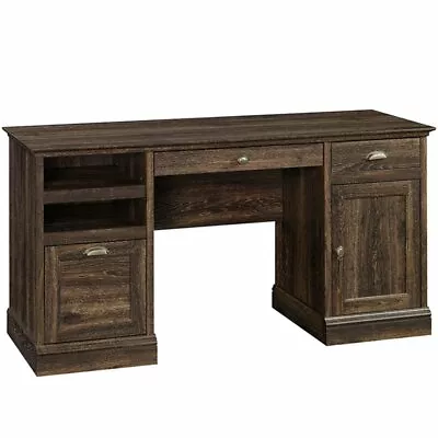 Sauder Barrister Lane Engineered Wood Executive Desk In Iron Oak • $375.18