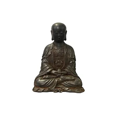 Iron Rustic Sitting Buddha Gautama Amitabha Shakyamuni Monk Statue Ws3573 • $448.50