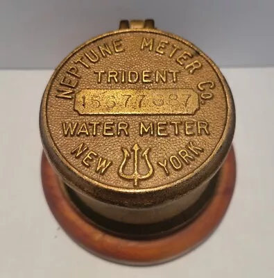 Vintage Trident Neptune Meter Co New York Old Brass Water Meter Trinket Box  • $24.99