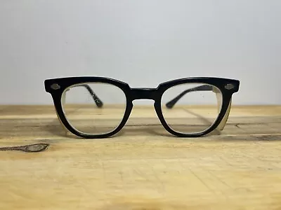 Vintage Mid Century Titmus Safety Horn Rim Black Eyeglasses Sunglasses 48-24 • $35