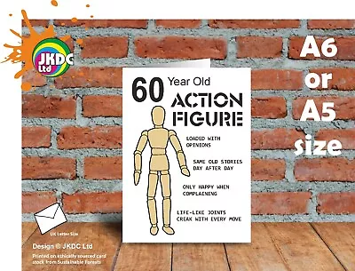 Funny 60 Year Old Action Figure With Joke Slogans 60th Birthday Greeting Card • $15.15