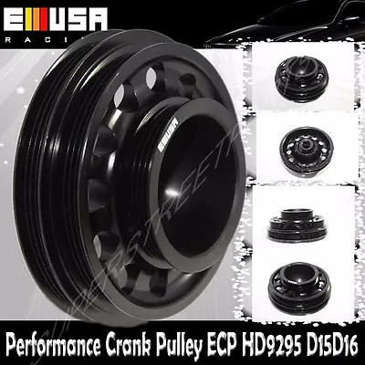 EMUSA Aluminum Performance Black Crank Pulley For 92-95 Civic SOHC D15D16 • $52.99