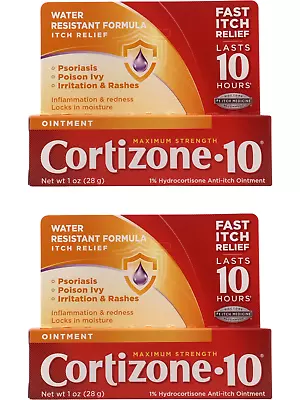 2 PACK Cortizone 10 Max Strength 1% WATER RESISTANT FORMULA EXP 9/25 • $14.99