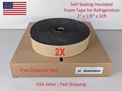 2x Foam Tape Self-Sealing HVAC Rubber Pipe Insulation 2 X 1/8 X 32ft • $25.99