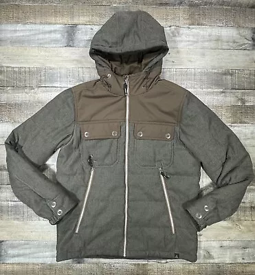 Prana Jacket Mens Medium Green Brown Outdoor Hiking Climbing Full Zip Hooded • $39.95