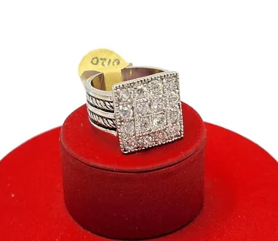 Vtg 8 Ring Wide Band Clear Cubic Zirconia High-end Fashion Jewelry  Beauty • $59.99