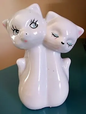 $10.75 • Buy Vintage Mid Century Modern MCM Kitsch Anthropomorphic White Cats Figurine Vase