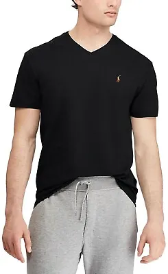 $32.99 • Buy Polo Ralph Lauren Men's Custom Slim Fit Soft Cotton V Neck T-Shirt Navy Or Black