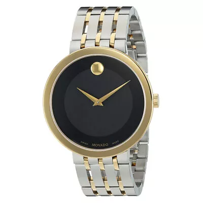 Movado 0607058 Men's Matte Black Dial Two Tone Steel Swiss Watch • $411.08
