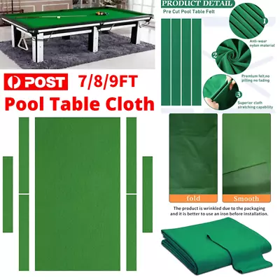 7/8/9ft Worsted  Pool Table Cloth Felt Snooker Billiard Tablecloth W/ Felt Strip • $40.46