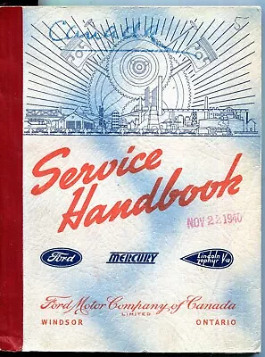 Vintage Ford Mercury Lincoln Zephyr Service Handbook 1940 Windsor Ontario Canada • $30