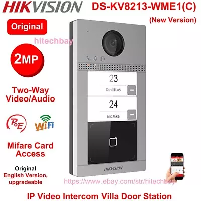 Hikvision DS-KV8213-WME1(C) Door Station Doorbell 2-Button IP Video Intercom PoE • $169.63