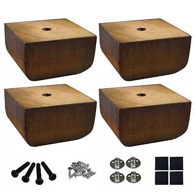 2inch Wooden Sofa Feet Replacement Furniture Legs Mcm Bed Feet Brown Set Of 4 • $23.99